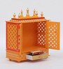 Multicolor Sheesham Wood & MDF Floor Rested Mandir With Door