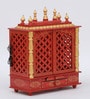 Multicolor Sheesham Wood & MDF Floor Rested Mandir With Door