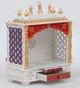 White And Gold Sheesham Wood Floor Rested Mandir Without Door