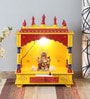 Multicolor Sheesham Wood & MDF Floor Rested Mandir Without Door