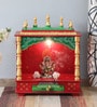 Multicolor Sheesham Wood & MDF Floor Rested Mandir Without Door