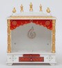 White And Gold Sheesham Wood Floor Rested Mandir Without Door