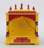 Multicolor Sheesham Wood & MDF Floor Rested Mandir Without Door