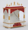 Multicolor Sheesham Wood & MDF Floor Rested Mandir Without Door