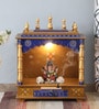 Multicolor Sheesham Wood & MDF Floor Rested Mandir Without Door
