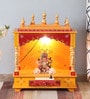 Multicolor Sheesham Wood & MDF Floor Rested Mandir Without Door