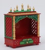 Multicolor Sheesham Wood & MDF Floor Rested Mandir Without Door