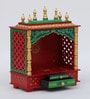 Multicolor Sheesham Wood & MDF Floor Rested Mandir Without Door