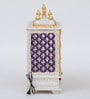 White And Gold Sheesham Wood Floor Rested Mandir Without Door