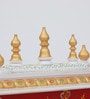 White And Gold Sheesham Wood Floor Rested Mandir Without Door
