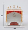 White And Gold Sheesham Wood Floor Rested Mandir Without Door