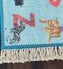 Multicolor Textual Silk 3 ft x 5 ft Kids Carpet