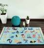 Multicolor Textual Silk 3 ft x 5 ft Kids Carpet