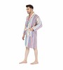 Multicolor Striped 100% Cotton Men Bathrobe With Slippers (L)