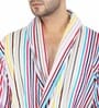 Multicolor Striped 100% Cotton Men Bathrobe With Slippers (L)