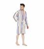 Multicolor Striped 100% Cotton Men Bathrobe With Slippers (L)