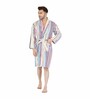 Multicolor Striped 100% Cotton Men Bathrobe With Slippers (L)