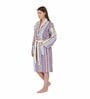 Multicolor Striped 100% Cotton Women Bathrobe With Slippers (S)