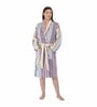 Multicolor Striped 100% Cotton Women Bathrobe With Slippers (S)