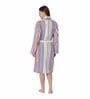 Multicolor Striped 100% Cotton Women Bathrobe With Slippers (S)