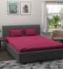 Dark Pink Solid 180 TC Cotton King Sized Bedsheet with 2 Pillow Covers