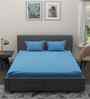 Blue Solid 180 TC Cotton King Sized Bedsheet with 2 Pillow Covers