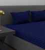 Blue Solid 180 TC Cotton King Sized Bedsheet with 2 Pillow Covers