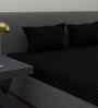 Black Solid 180 TC Cotton King Sized Bedsheet with 2 Pillow Covers