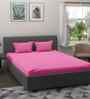 Pink Solid 180 TC Cotton King Sized Bedsheet with 2 Pillow Covers