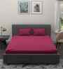 Dark Pink Solid 180 TC Cotton King Sized Bedsheet with 2 Pillow Covers
