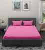 Pink Solid 180 TC Cotton King Sized Bedsheet with 2 Pillow Covers