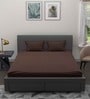 Brown Solid 180 TC Cotton King Sized Bedsheet with 2 Pillow Covers