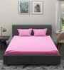Pink Solid 180 TC Cotton King Sized Bedsheet with 2 Pillow Covers