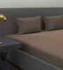 Brown Solid 180 TC Cotton King Sized Bedsheet with 2 Pillow Covers