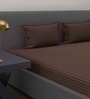 Brown Solid 180 TC Cotton King Sized Bedsheet with 2 Pillow Covers