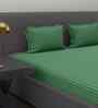 Green Solid 180 TC Cotton King Sized Bedsheet with 2 Pillow Covers