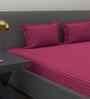 Dark Pink Solid 180 TC Cotton King Sized Bedsheet with 2 Pillow Covers