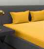 Yellow Solid 180 TC Cotton King Sized Bedsheet with 2 Pillow Covers