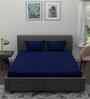Blue Solid 180 TC Cotton King Sized Bedsheet with 2 Pillow Covers