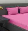 Pink Solid 180 TC Cotton King Sized Bedsheet with 2 Pillow Covers