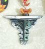 Silver Solid Wood Handcarved Navya Rajat Floating Wall Shelf With Distressed Finish