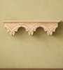 Brown Solid Wood Handcarved Shikhara Floating Wall Shelf With Distressed Finish