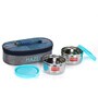 Multicolor Stainless Steel 2 Pc Container Lunch Box With Flat Bag