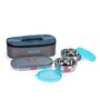 Multicolor Stainless Steel 3 Pc Container Lunch Box With Flat Bag