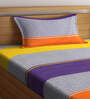 Multicolor Striped 300 TC Cotton Blend Single Bedsheet with 1 Pillow Cover