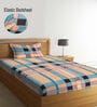Multicolor Striped 300 TC Cotton Fitted Single Bedsheet with 1 Pillow Cover