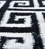 Black and White Abstract Wool 5 ft X 8 ft Hand Woven Dhurrie