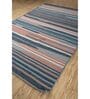 Multicolor Striped Wool 6 ft X 9 ft Hand Woven Dhurrie