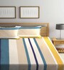 Multicolor Stripes 300 TC Cotton Blend Double King Sized Bedsheet With 2 Pillow Covers