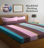 Multicolor Stripes 300 TC Cotton Blend Double King Sized Bedsheet With 2 Pillow Covers